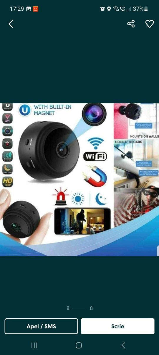 Mini camera video de supraveghere wifi spion senzor de miscare