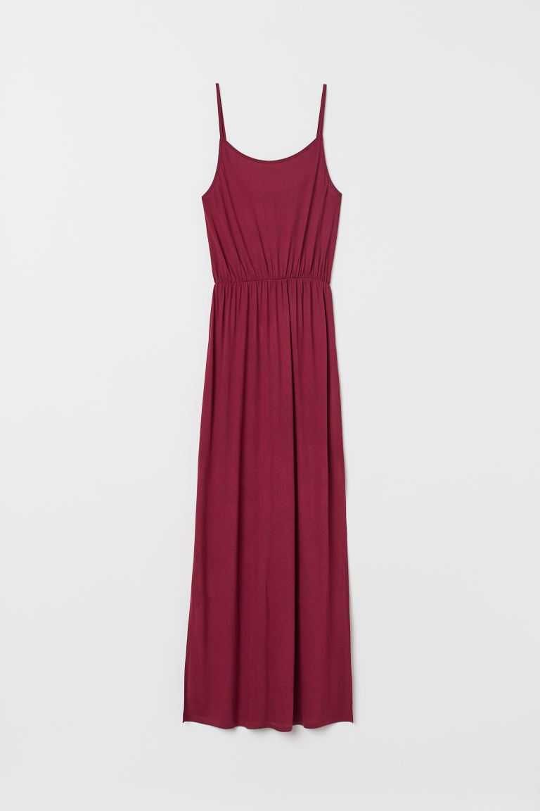 Rochie dama maxi H&M marimea L bretele subtiri Roșu-burgund NOUA