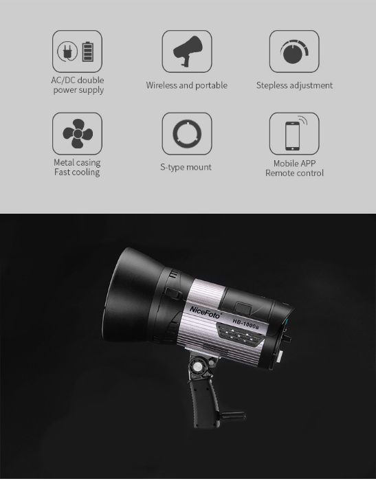 Lampa led foto NiceFoto HB-1000B studio prindere bowens cu baterie