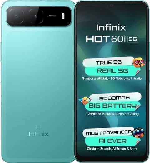 Акция 1+1 Infinix HOT 60i 5G 4GB/128GB + Infinix Xwatch 3 chic