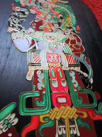 cadou rar Cultura Maya alama+lemn,colectie handmade Mexic 1970