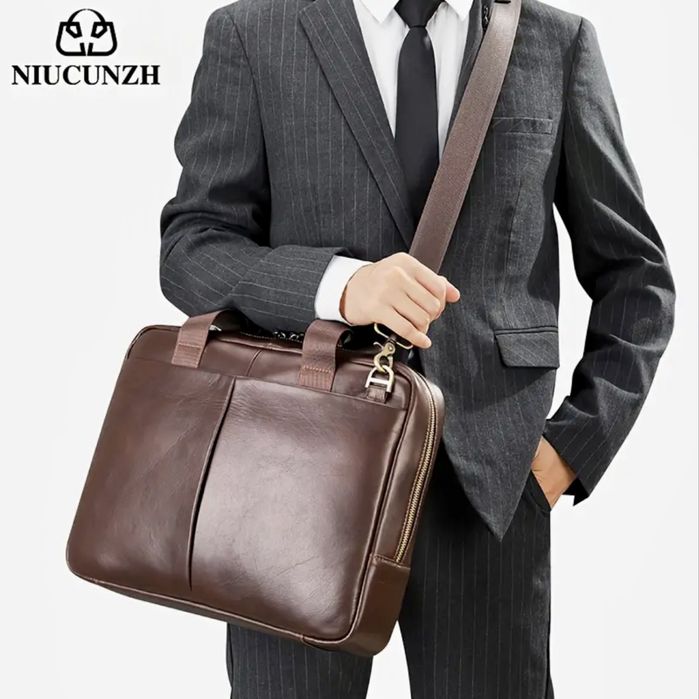 -7%Промоция•Стилна и Изискана мъжка бизнес чанта за лаптоп/Естест кожа