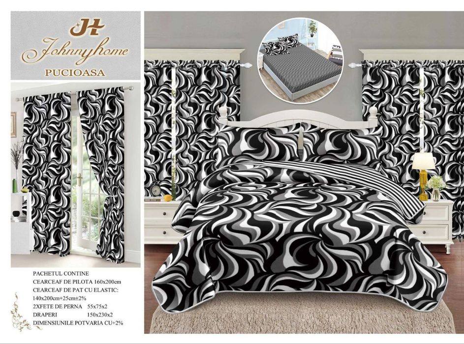 Lenjerii cu draperii bumbac tip finet o persoana cu elastic