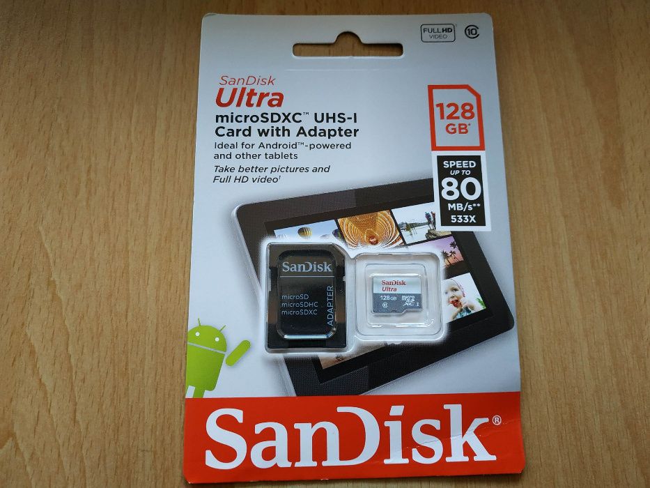 Карта памяти Sandisk Ultra MicroSD 128 GB, 80 MB/s Class 10 UHS