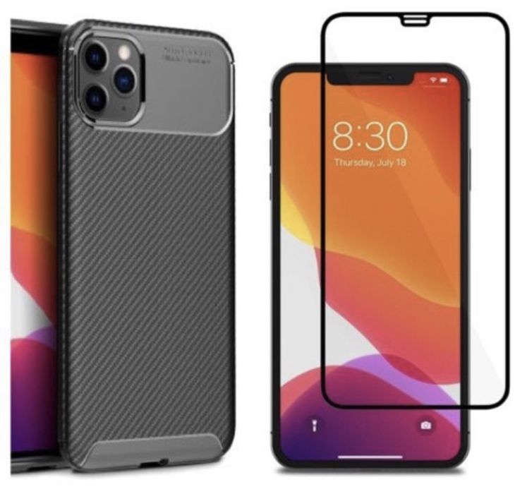 Husa Carbon TM + Folie Sticla Iphone 13/14/15/16E/17 PRO MAX PLUS AIR