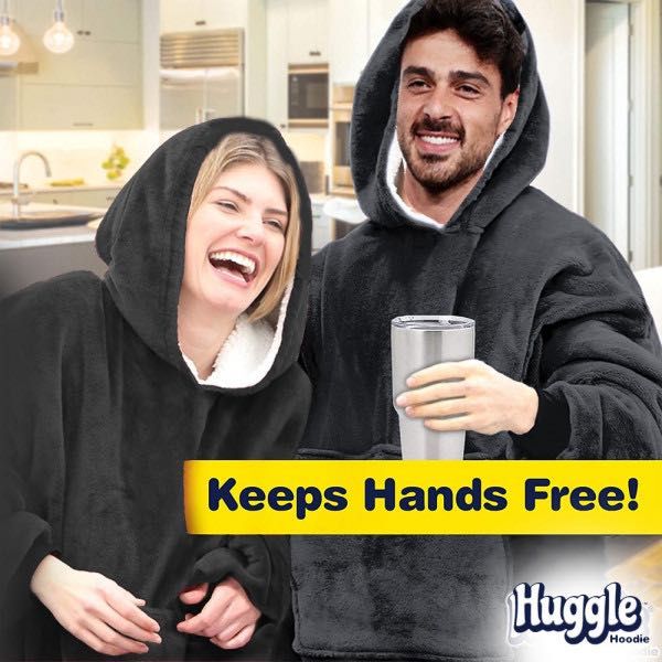 Плюшено Пухкаво Одеяло с Ръкави и Качулка Huggle Hoodie