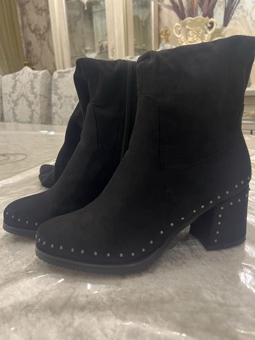 Замшевые сапоги ботфорты