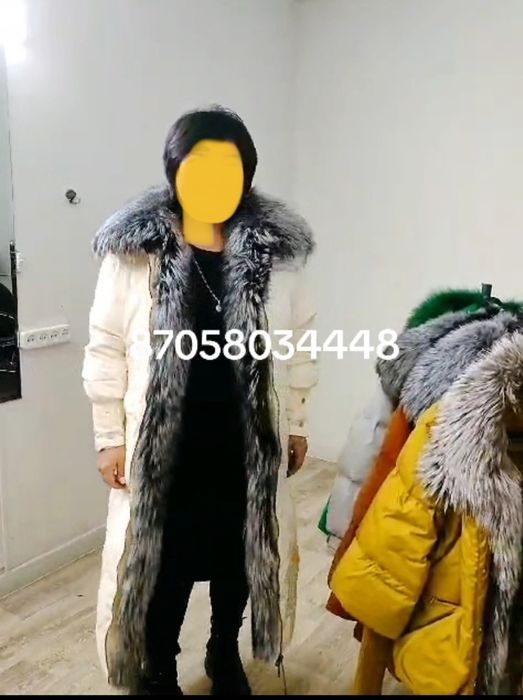 Пуховики натуральный пух чернобурка