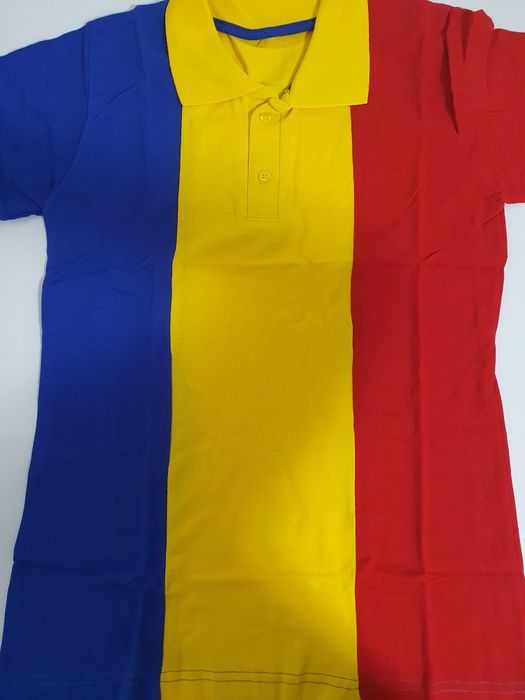 Tricou polo tricolor nou