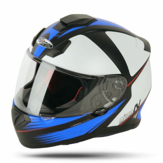 Нова мото kаска шлем nitro n3100 rival white/black/blue xs,s,l,xl