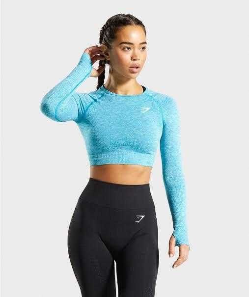 Gymshark seamless long sleeve crop женски топ размер S