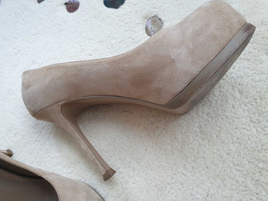 Pantofi YSL platformă ascunsă, bej, piele, întoarsă, stare foarte bună