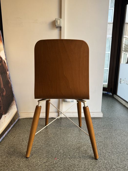 Scaun dining lemn curbat, șezut tapițat albastru-14bucati