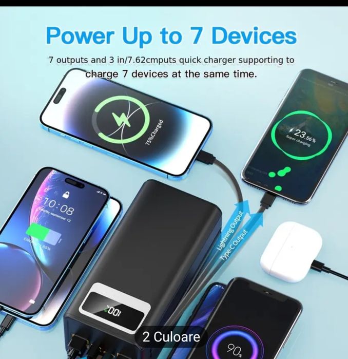 Baterie portabilă de 50000mAh, încărcare rapidă PD 3.0 de 22,5W, stați