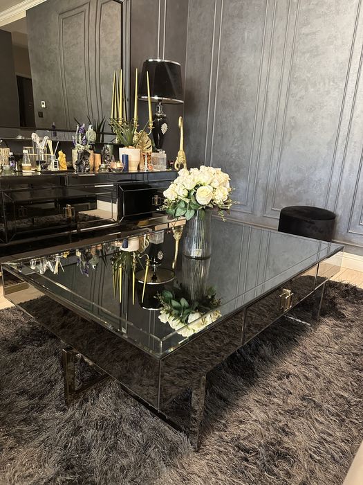 Masuta cafea + comoda tv 240cm sticla fumurie