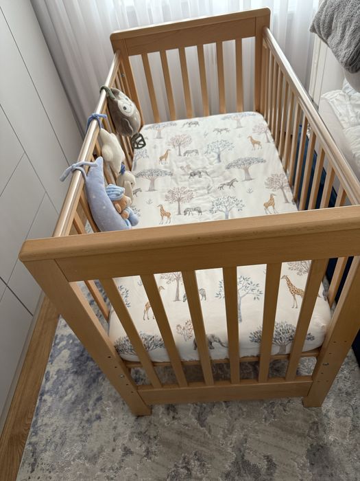 Patut bebe co-sleeping 120x60 cu laterala culisanta+roti Treppy Natur