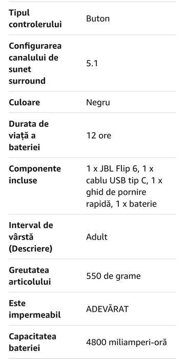 JBL Flip 6 Original, Bluetooth, PartyBoost, IP67, USB C, sigilat!