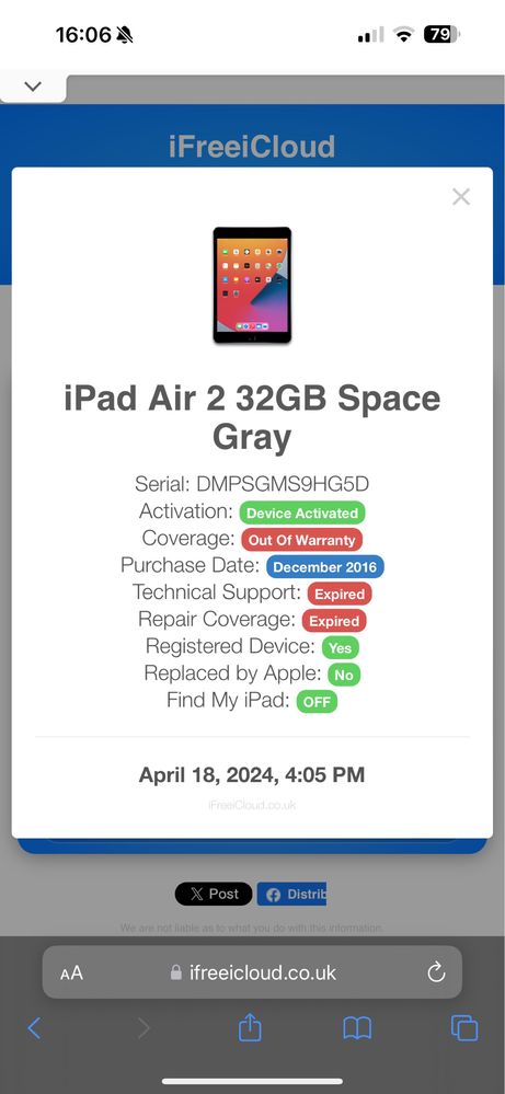 iPad Air 2 WiFI 32 GB