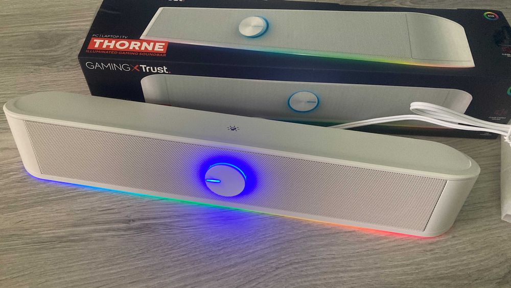 Soundbar Gaming Trust Thorne, RGB, Alb