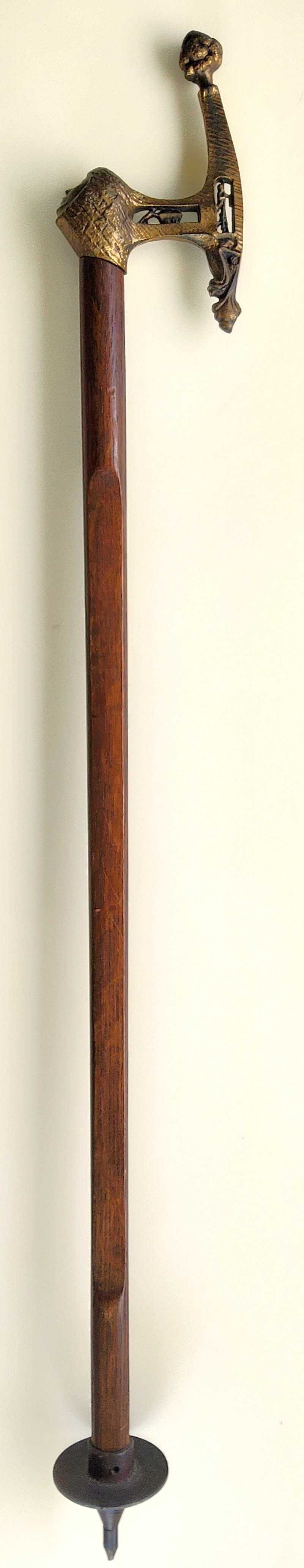Baston din lemn și bronz, Dimensiuni 11 x 91 cm, Mâner 17 cm