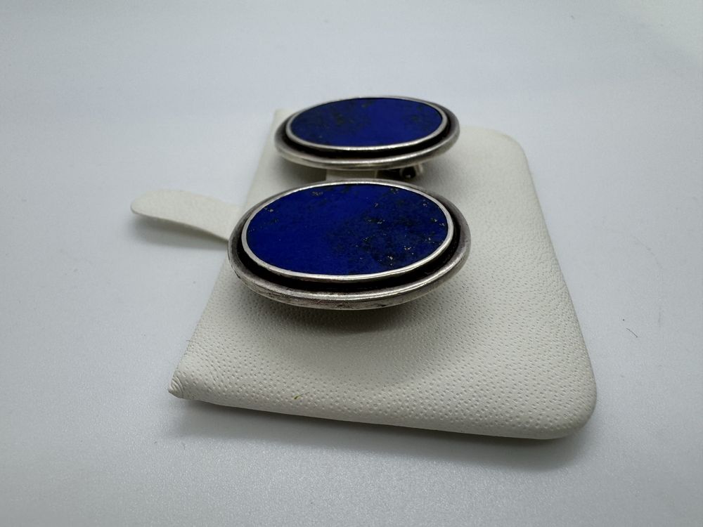 Cercei clips din argint si lapis lazuli