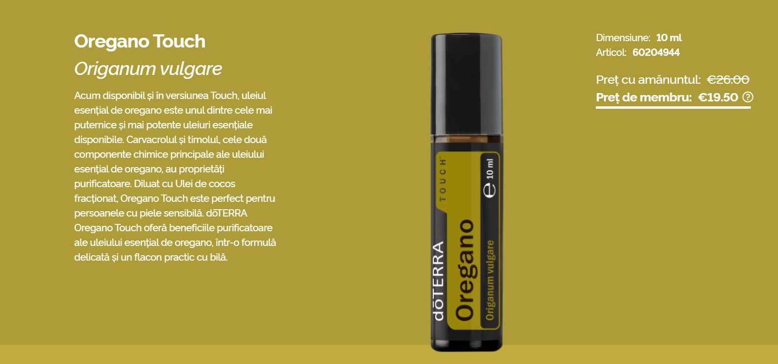 dōTERRA Oregano Touch Origanum vulgare - Ulei 10ml