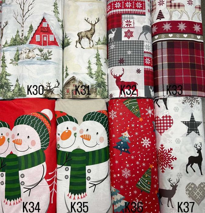 Коледни и Новогодишни десени платове за покривки, декорация и други