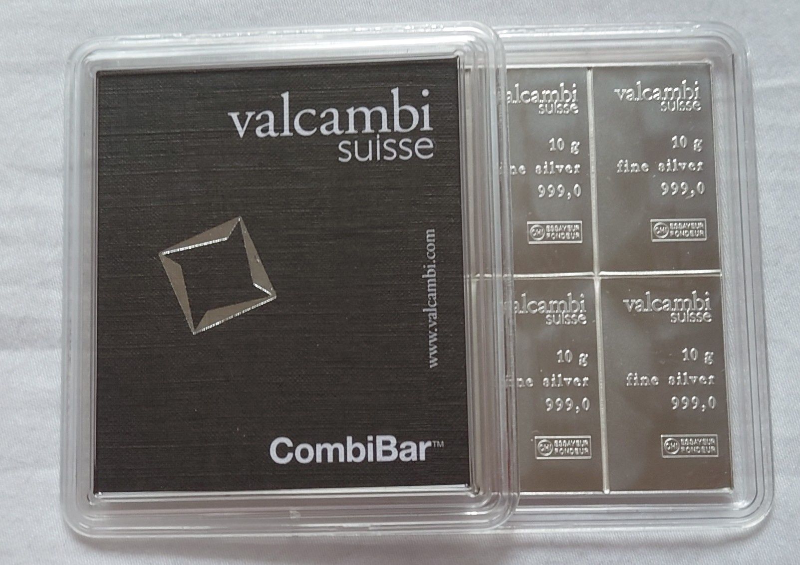 Combibar Valcambi, 10 lingouri argint de cate 10 grame fiecare