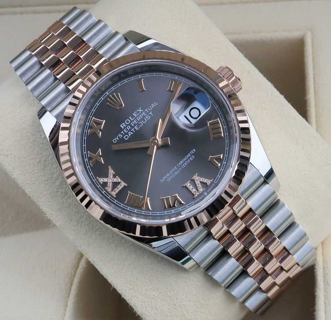 rolex datejust 36mm двуцветен / сив циферблат