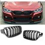 Grile Duble Centrale Bmw Seria 3 F30 F31 2011+ Negru Lucios