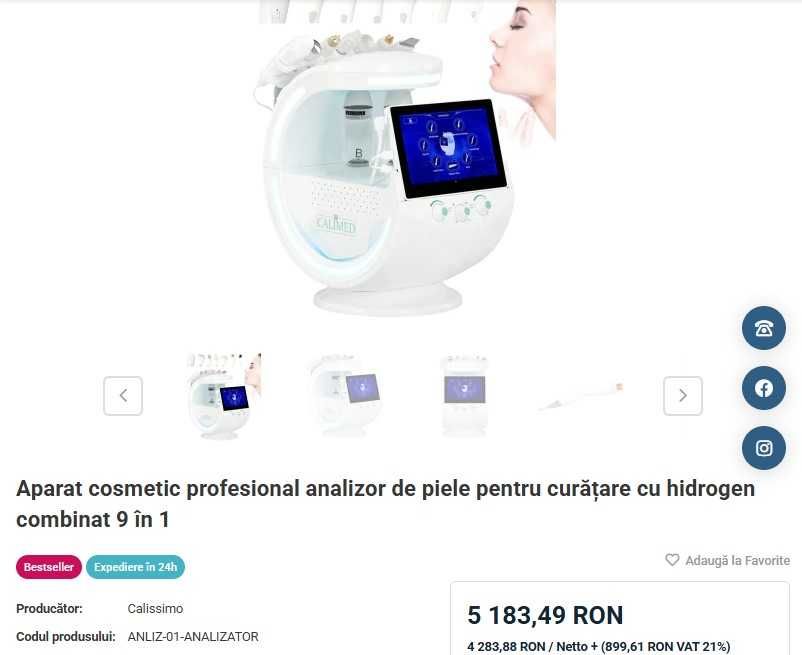 Aparat cosmetic profesional analizor de piele pentru curățare 9 în 1