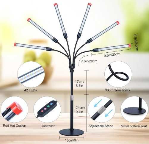Настолна LED лампа за отглеждане на растения GroCruiser с 6 глави