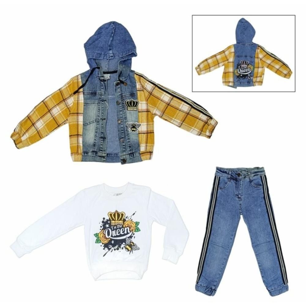 set fata 3 piese jeans jacheta bluza Sealy Im the Queen 6 ani nou