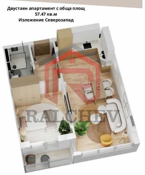 Продавам 2-стаен Кайсиева Градина