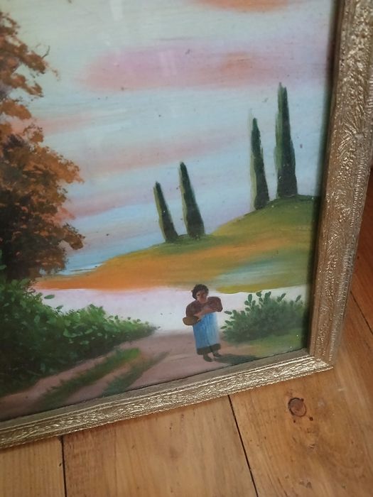 4 tablouri an ulei,aprox.anii 1950,