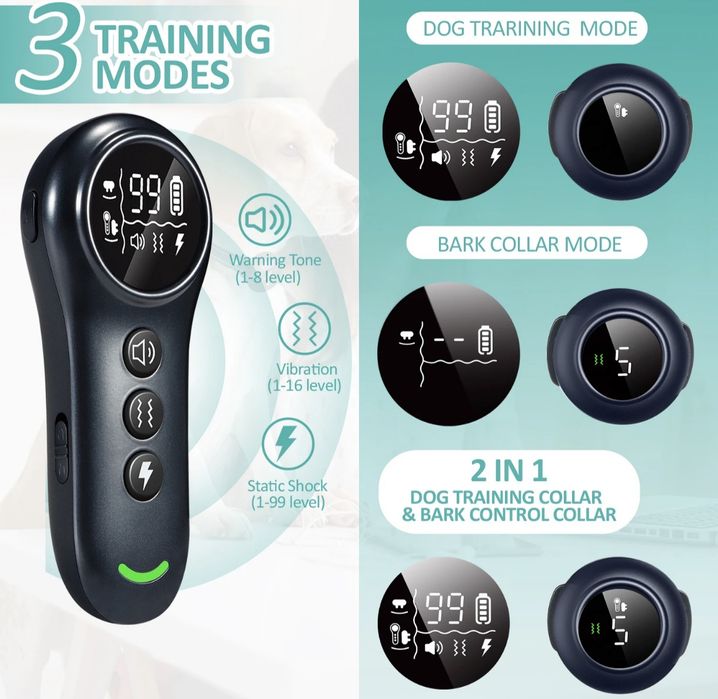 Электронный дрессировочный ошейник, антилай 2 в1