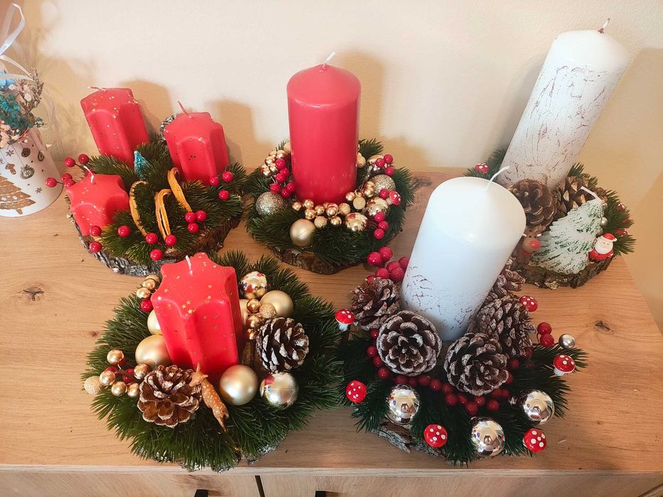 Ръчно изработени коледни свещници