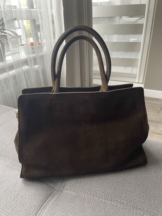 Кафява чанта - естествен велур