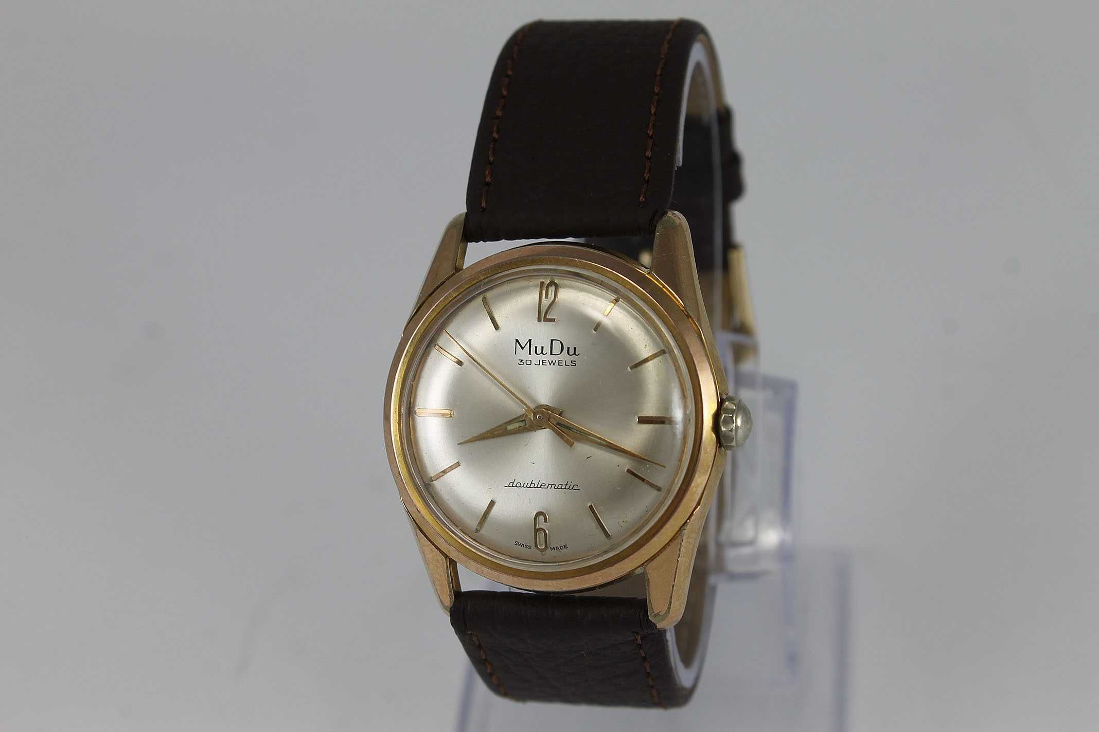 MuDu Doublematic SuperAutomatic Рядък Швейцарски Позлатен Часовник