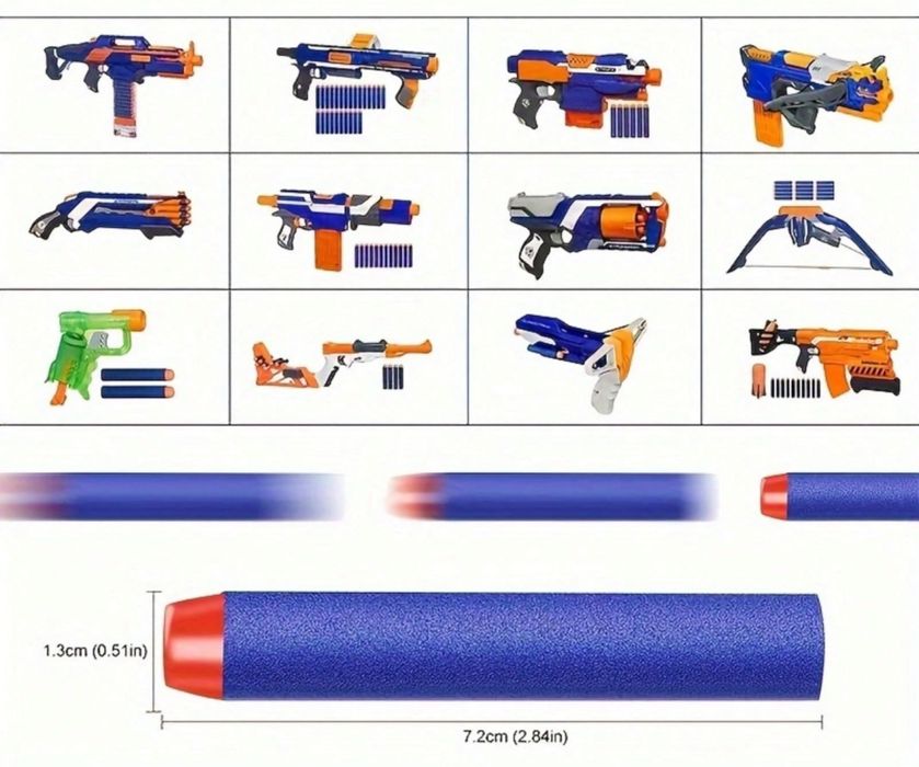 Gloante cu cap rotund albastru din buret/ Gloante Nerf