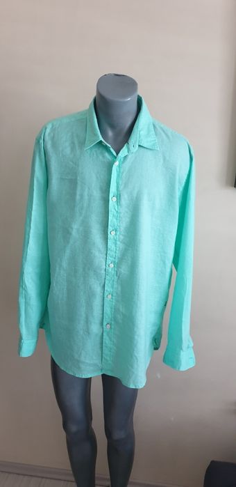 Hugo Boss Roger Stretch - Len Slim Fit  2XL ОРИГИНАЛ Мъжка Ленена Риза