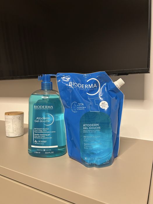 Set Bioderma Atoderm gel de dus 1L + rezerva 1L