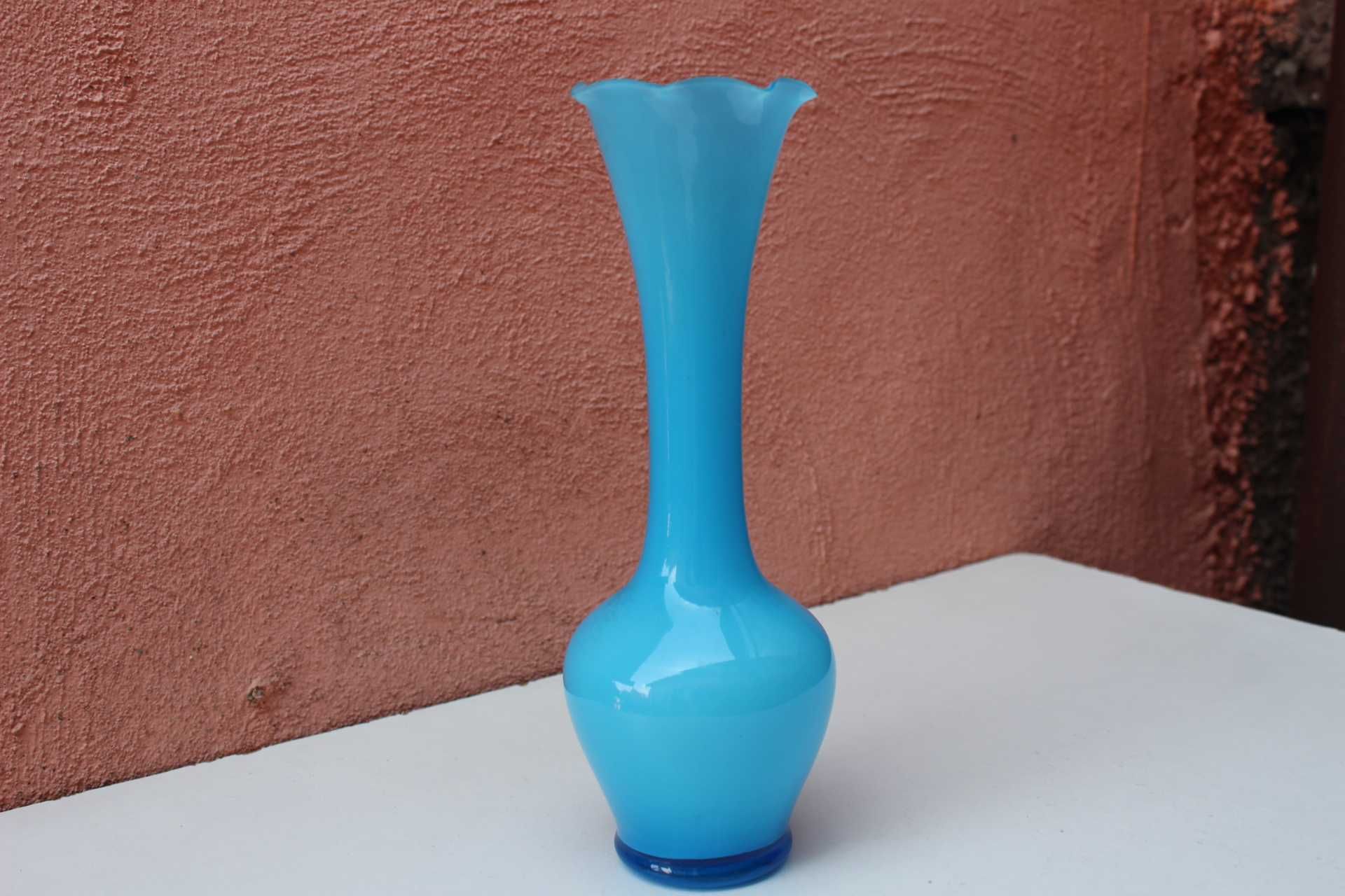 Piesa sticla vas flori colectie MURANO, lucrata manual, albastru