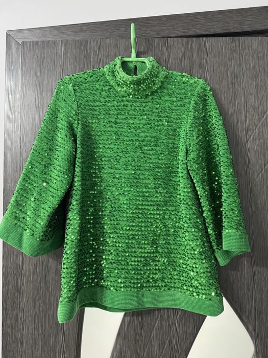 Зелена блуза с пайети ZARA