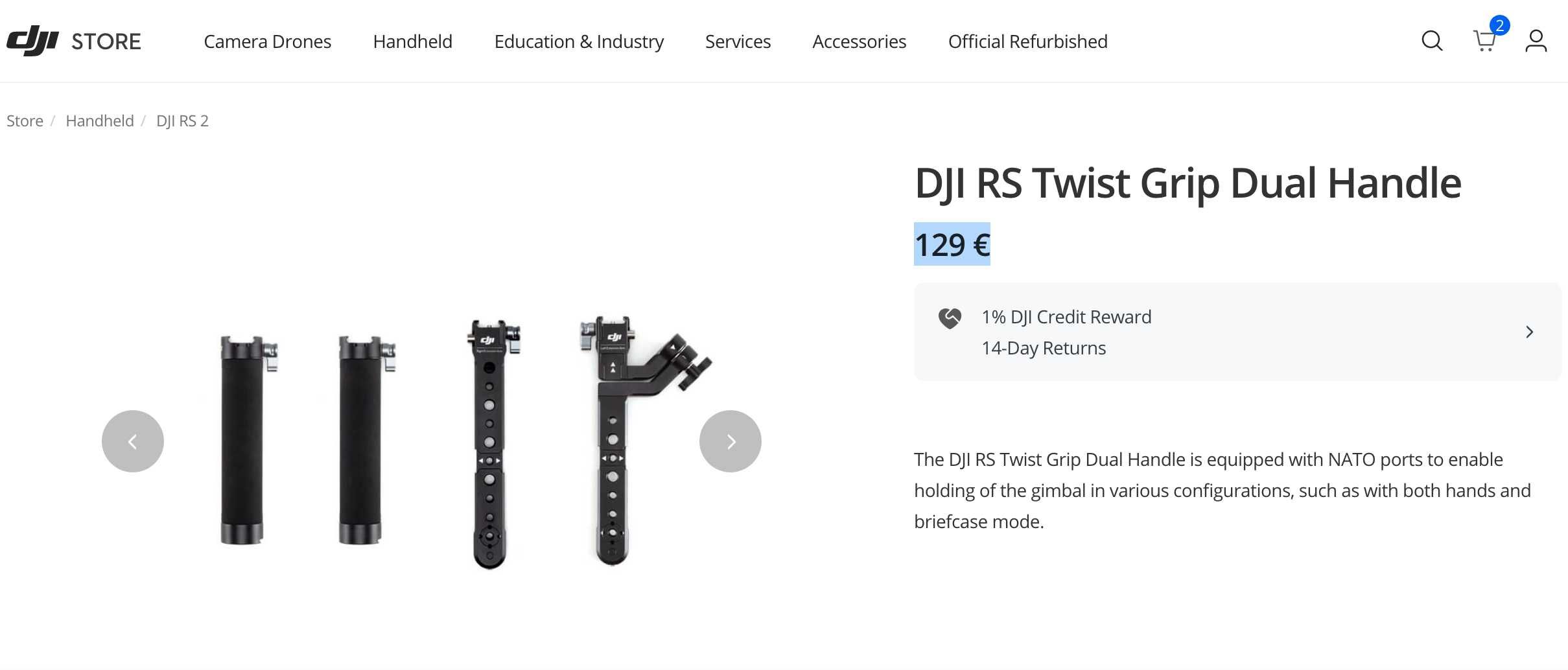 Manere Dji RS Twist GRIP Dual HANDLE pt RSC2 RS2 RS3 RS4 Pro PRET FIX