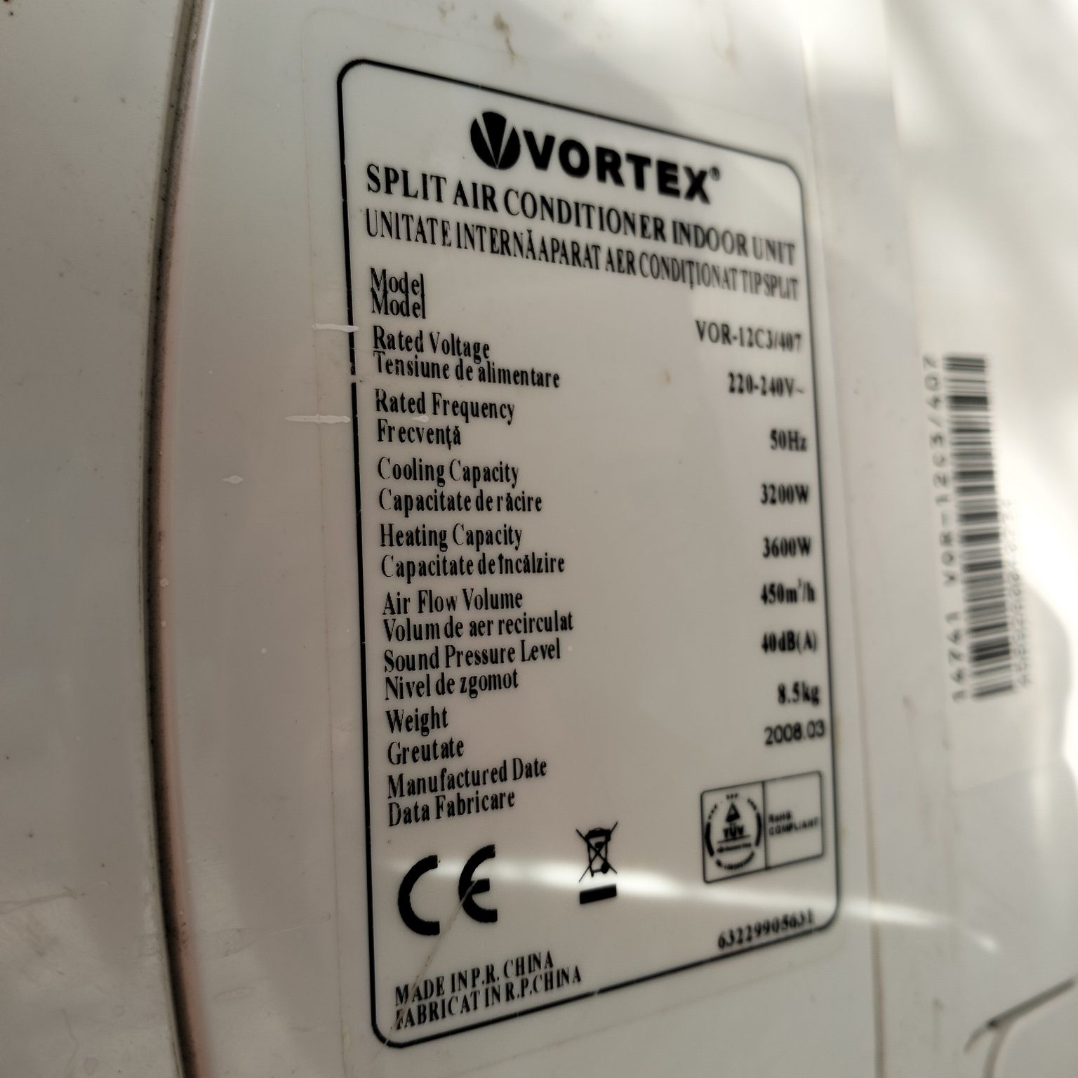 Aparat de aer conditionat Vortex 12000 BTU VOR12-C3