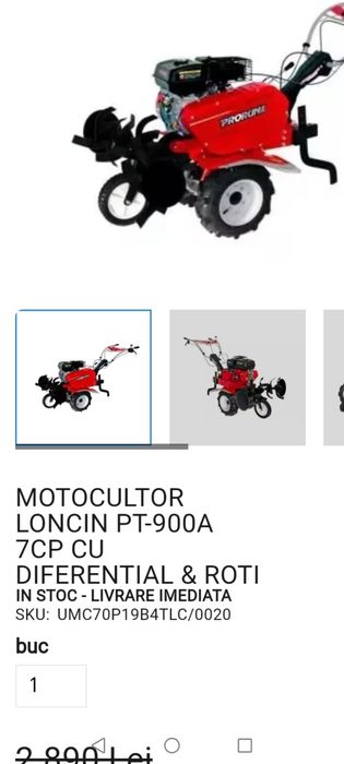 MOTOCULTOR LONCIN PT-900A 7CP  benzina,cu diferential & roti