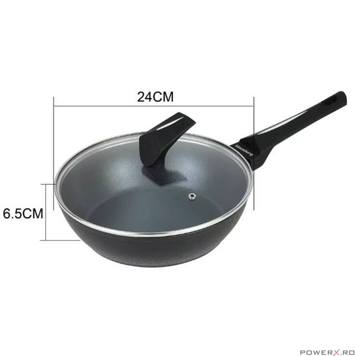 Tigaie din aluminiu, cu capac, marmorata, 24cm, Klausberg