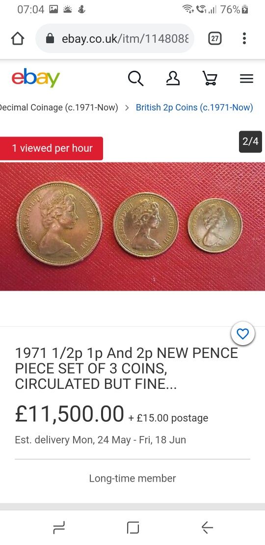 11 Coins,Very Rare :1971,1975,1976,1979,1981 -1/2N.P -1N.P-2N.P.