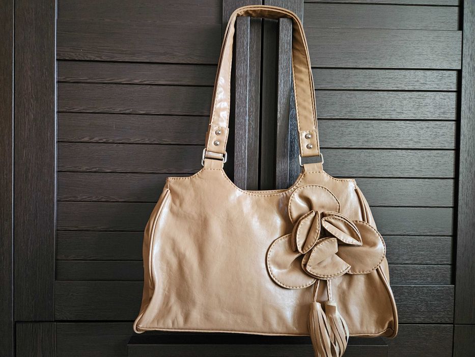 Geantă damă casual din piele ecologică taupe